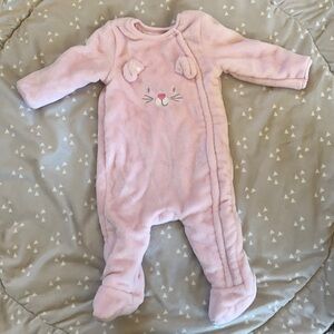 ABSORBA Baby Girl Pink Fleece Onesie Footie Size 6 Months